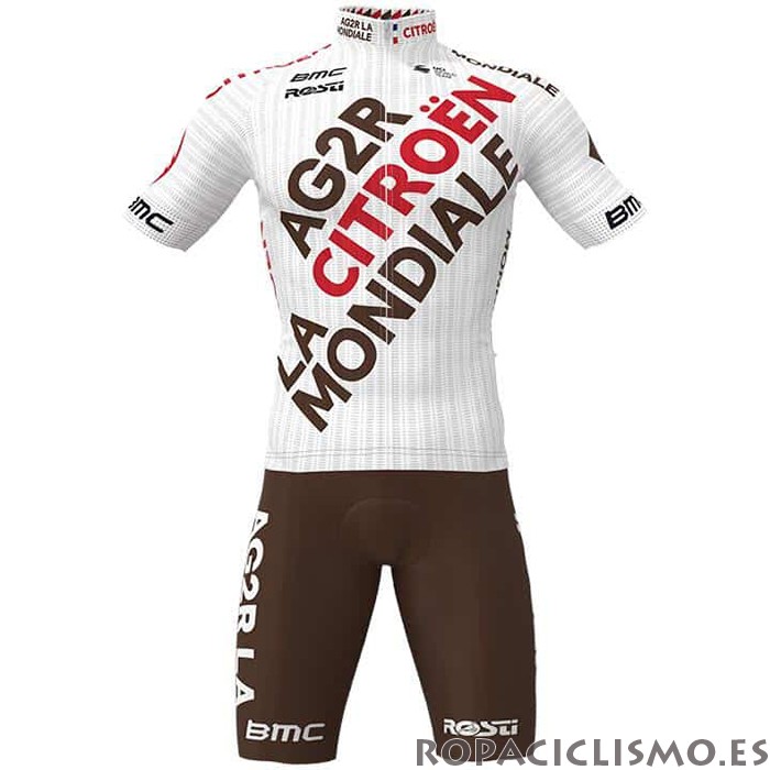 2021 Maillot Ag2r La Mondiale Tirantes Mangas Cortas Blanco